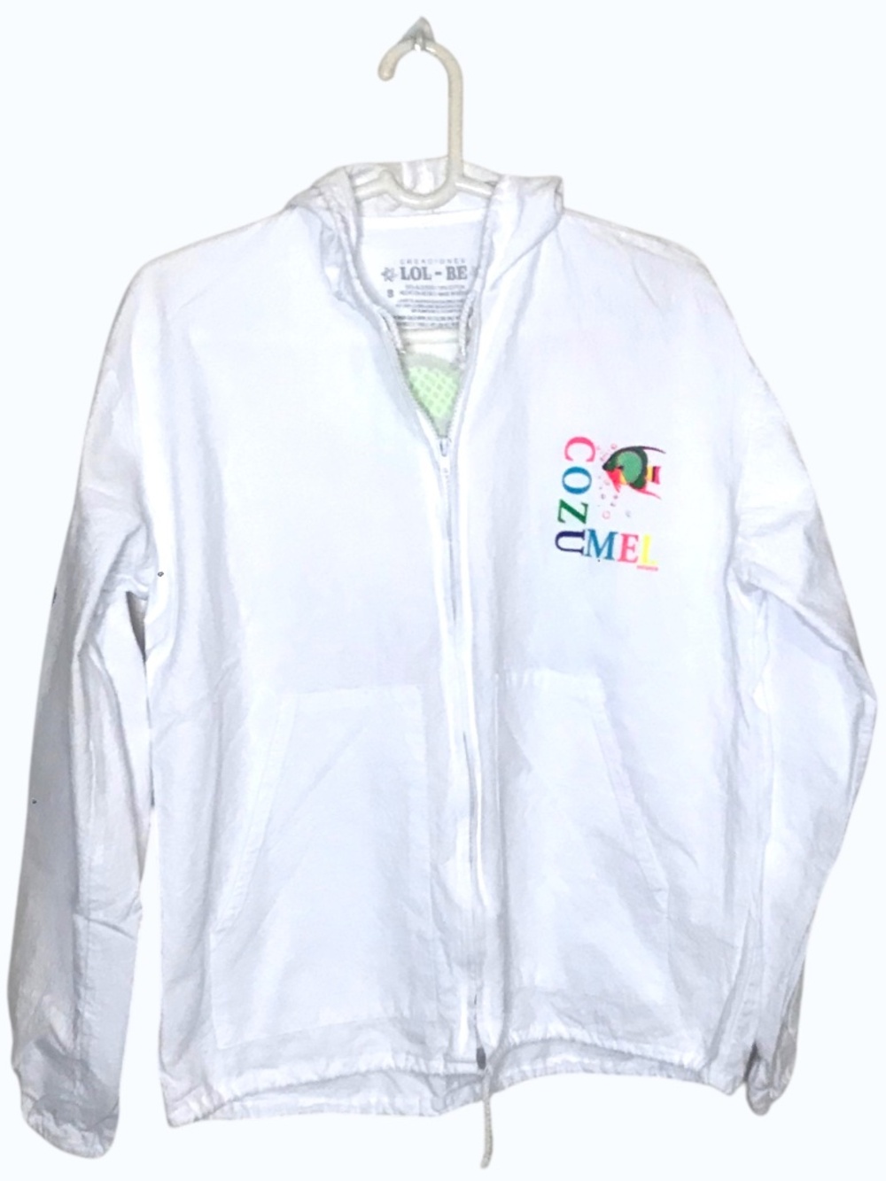 Vintage Cozumel Mexico Windbreaker Jacket • Graphic Fish Print •S/M Zip Hoodie